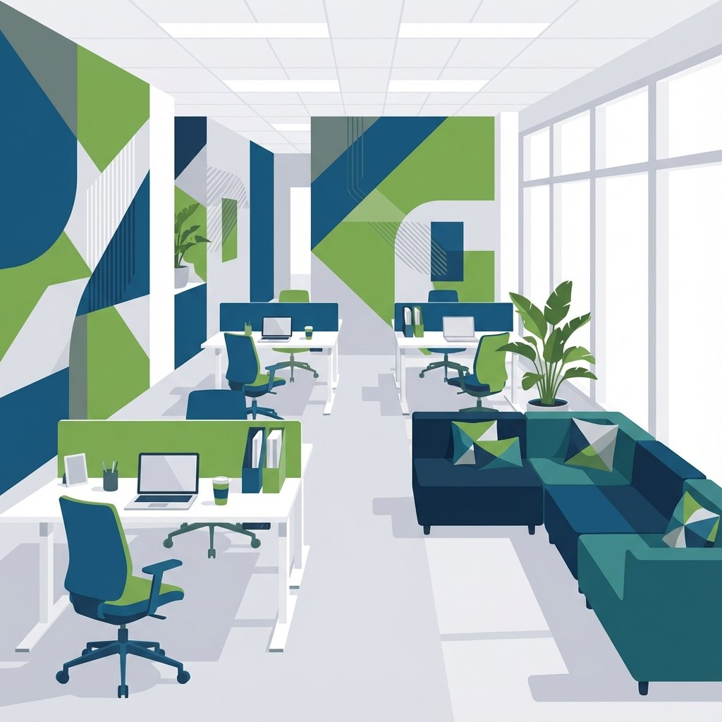 Oficina moderna con mobiliario renovado